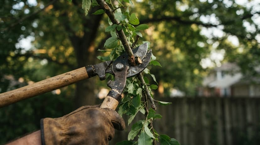 Close detail from the work: can you trim a neighbor's tree that hangs over your yard in ohio