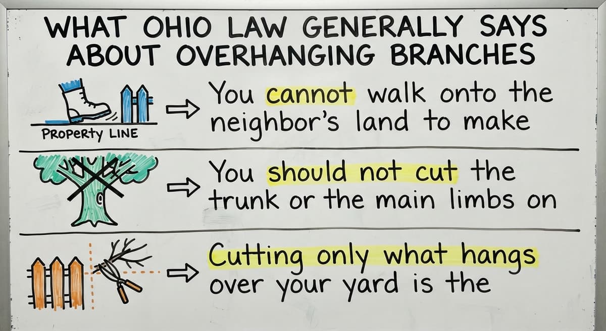 What Ohio Law Generally Says About Overhanging Branches, drawn out