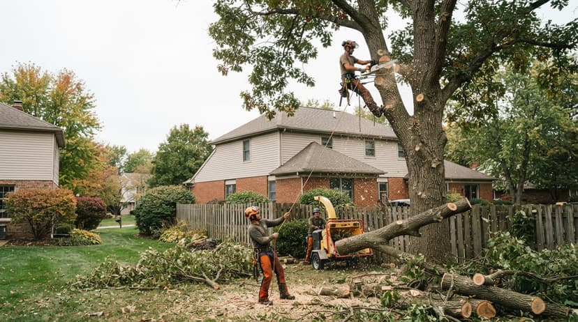 A crew mid-task: do you need a permit to cut down a tree in ohio
